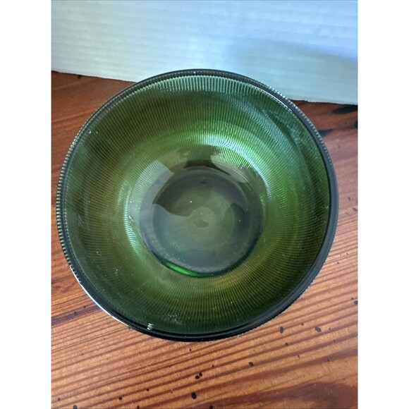 Vintage Green Depression Glass, Fine Ribbed Bowl 4 7/8” Diameter - Picture 3 of 8